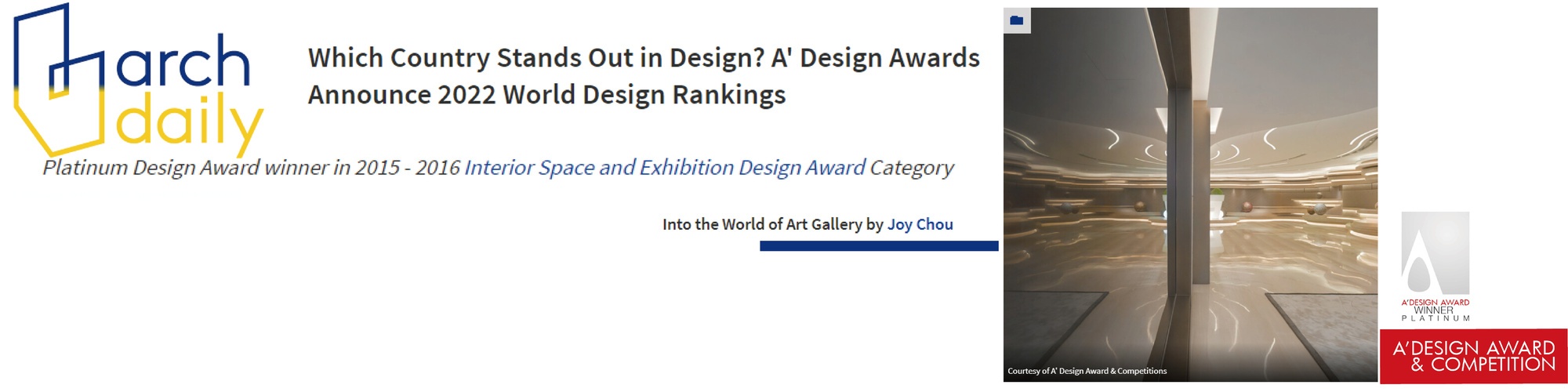 ArchDaily | Which Country Stands Out in Design? A' Design Awards Announce 2022 World Design Rankings